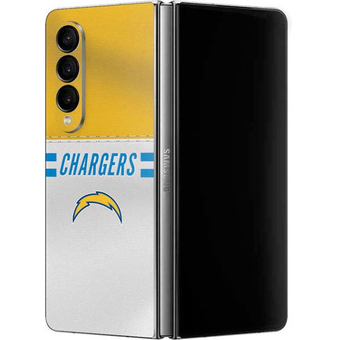 NFL Los Angeles Chargers White Striped Galaxy Z Fold4 5G Skin