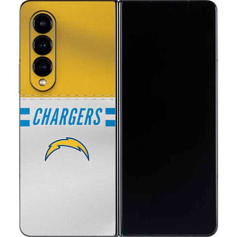 NFL Los Angeles Chargers White Striped Galaxy Z Fold4 5G Skin