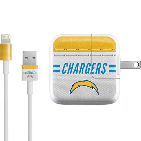 NFL Los Angeles Chargers White Striped iPad Charger (10W USB) Skin