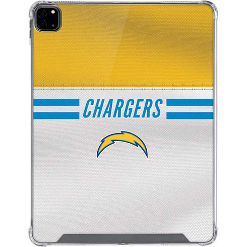 NFL Los Angeles Chargers White Striped iPad Pro 12.9in (2020) Clear Case