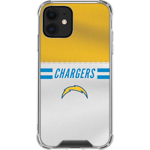 NFL Los Angeles Chargers White Striped iPhone 12 Clear Case