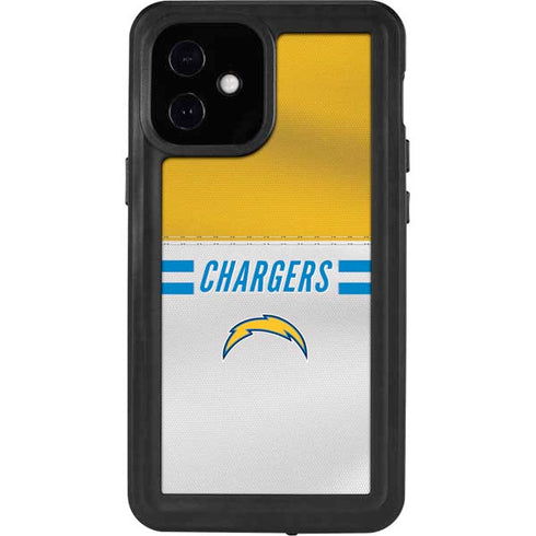 NFL Los Angeles Chargers White Striped iPhone 12 Mini Waterproof Case