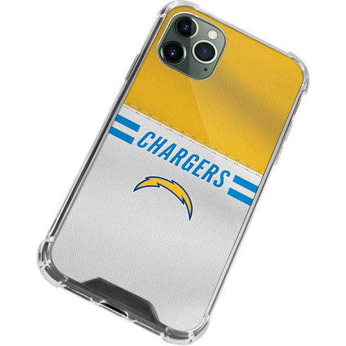 NFL Los Angeles Chargers White Striped iPhone 12 Pro Clear Case