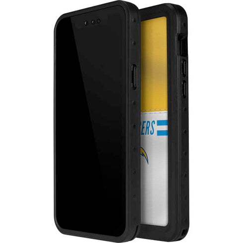 NFL Los Angeles Chargers White Striped iPhone 12 Pro Waterproof Case