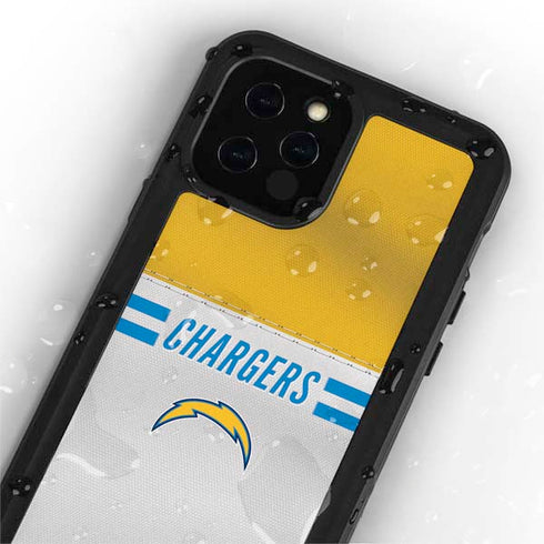NFL Los Angeles Chargers White Striped iPhone 12 Pro Waterproof Case