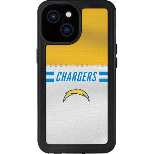 NFL Los Angeles Chargers White Striped iPhone 13 Mini Waterproof Case