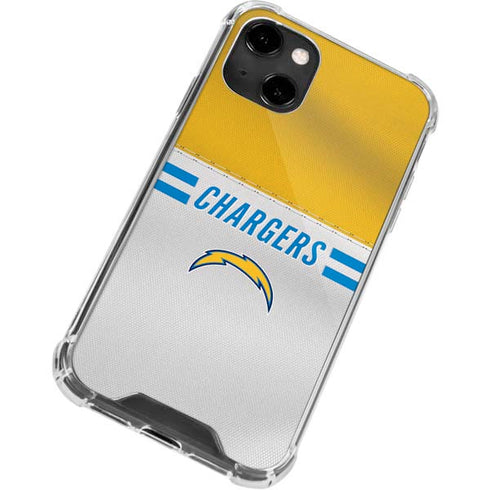 NFL Los Angeles Chargers White Striped iPhone 14 Clear Case