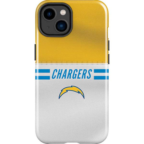 NFL Los Angeles Chargers White Striped iPhone 14 Plus Impact Case