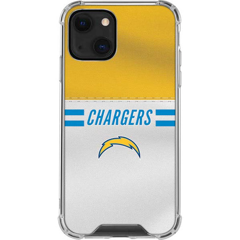 NFL Los Angeles Chargers White Striped iPhone 15 Plus Clear Case