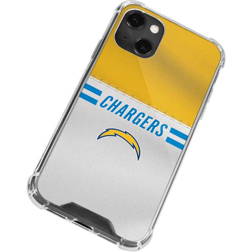 NFL Los Angeles Chargers White Striped iPhone 15 Plus Clear Case
