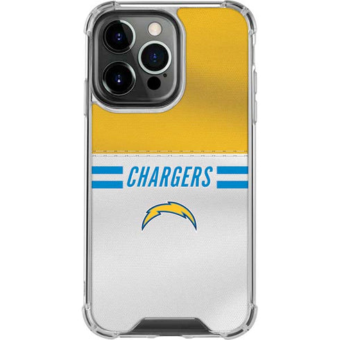 NFL Los Angeles Chargers White Striped iPhone 15 Pro Clear Case
