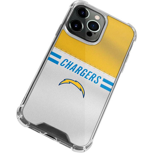 NFL Los Angeles Chargers White Striped iPhone 15 Pro Clear Case