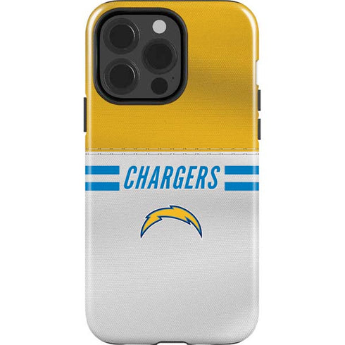 NFL Los Angeles Chargers White Striped iPhone 15 Pro Impact Case