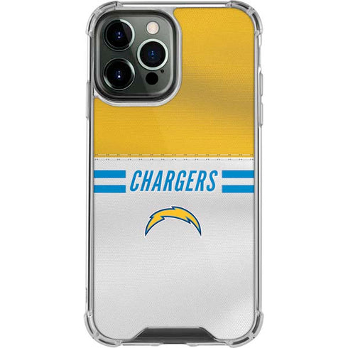 NFL Los Angeles Chargers White Striped iPhone 14 Pro Max Clear Case