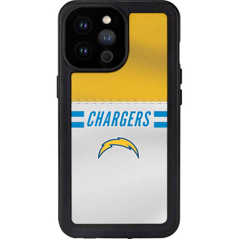 NFL Los Angeles Chargers White Striped iPhone 14 Pro Max Waterproof Case