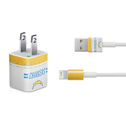 NFL Los Angeles Chargers White Striped iPhone Charger (5W USB) Skin