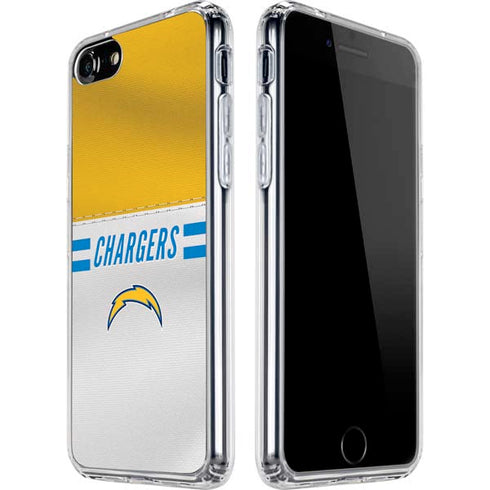 NFL Los Angeles Chargers White Striped iPhone SE (2nd & 3rd Gen) Clear Case