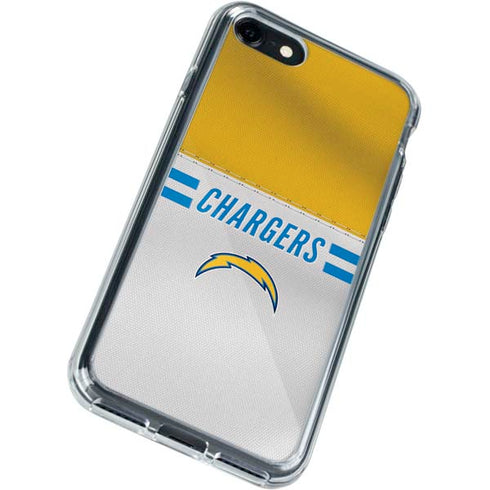 NFL Los Angeles Chargers White Striped iPhone SE (2nd & 3rd Gen) Clear Case