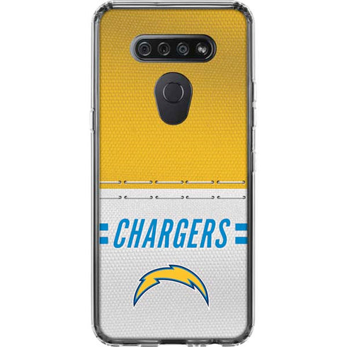 NFL Los Angeles Chargers White Striped LG K51/Q51 Clear Case