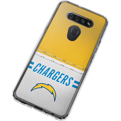 NFL Los Angeles Chargers White Striped LG K51/Q51 Clear Case