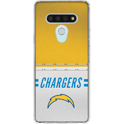 NFL Los Angeles Chargers White Striped LG Stylo 6 Clear Case