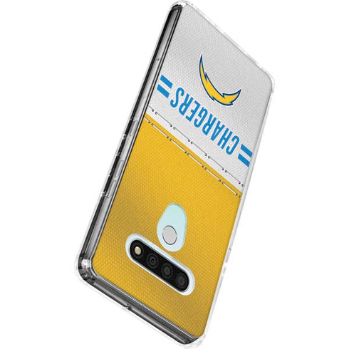 NFL Los Angeles Chargers White Striped LG Stylo 6 Clear Case