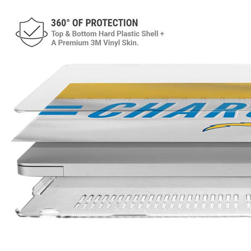 NFL Los Angeles Chargers White Striped MacBook Pro 15in (2016-19) Case plus Skin