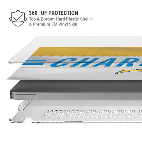 NFL Los Angeles Chargers White Striped MacBook Pro 16in (2021-25) Case plus Skin