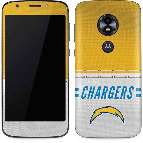 NFL Los Angeles Chargers White Striped Moto E5 Play Skin