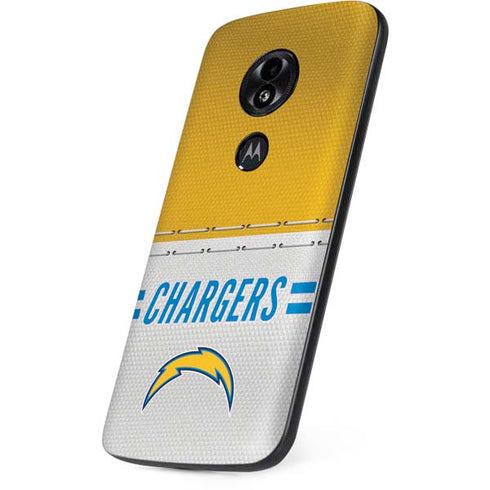 NFL Los Angeles Chargers White Striped Moto E5 Play Skin