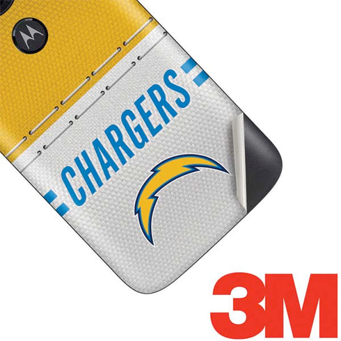 NFL Los Angeles Chargers White Striped Moto E5 Play Skin