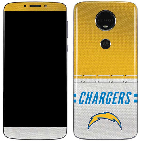 NFL Los Angeles Chargers White Striped Moto E5 Plus Skin