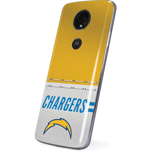 NFL Los Angeles Chargers White Striped Moto E5 Plus Skin