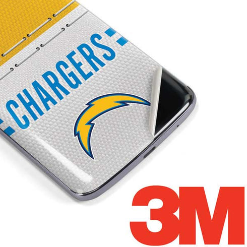 NFL Los Angeles Chargers White Striped Moto E5 Plus Skin