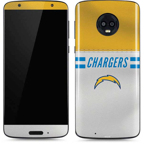 NFL Los Angeles Chargers White Striped Moto G6 Skin