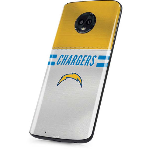 NFL Los Angeles Chargers White Striped Moto G6 Skin