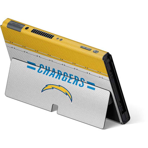 NFL Los Angeles Chargers White Striped Nintendo Switch OLED (2021) Skin