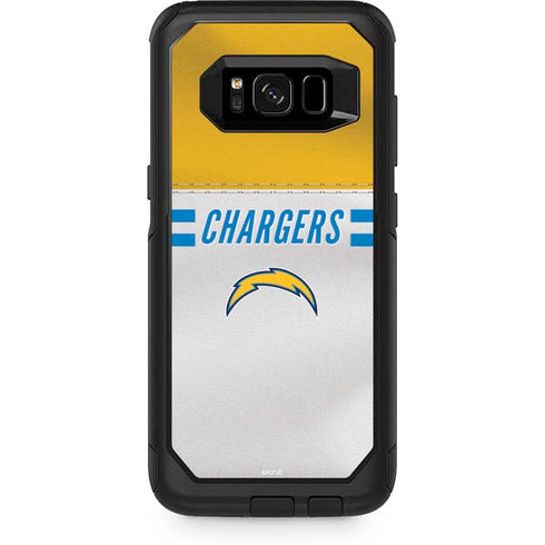 NFL Los Angeles Chargers White Striped Otterbox Commuter Galaxy Skin