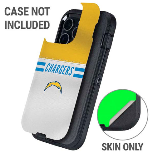 NFL Los Angeles Chargers White Striped Otterbox Defender iPhone Skin