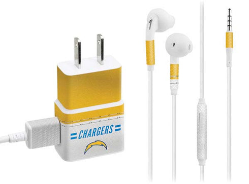NFL Los Angeles Chargers White Striped Phone Charger Skin