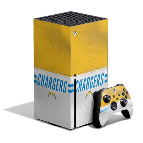 NFL Los Angeles Chargers White Striped Xbox Series X Bundle Skin