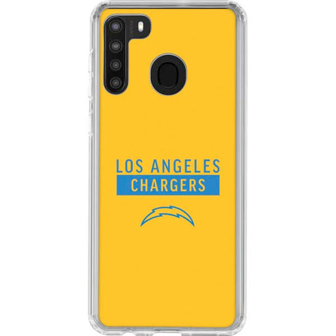 NFL Los Angeles Chargers Yellow Performance Series Galaxy A21 Clear Case