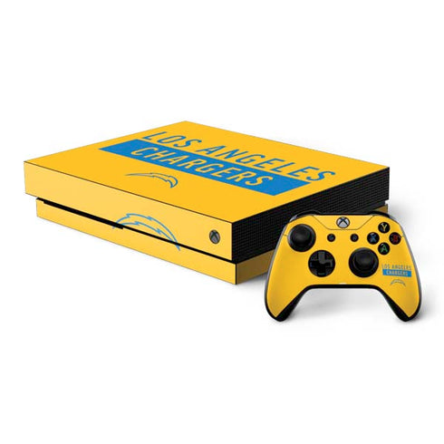 NFL Los Angeles Chargers Yellow Performance Series Xbox One X Bundle Skin