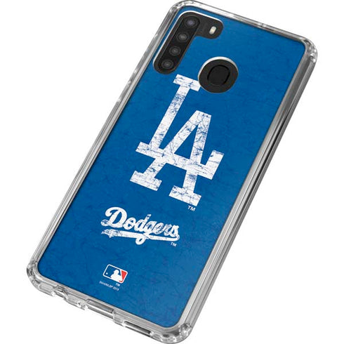 MLB Los Angeles Dodgers - Solid Distressed Galaxy A21 Clear Case