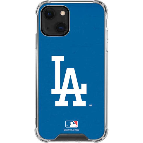 MLB Los Angeles Dodgers - Solid Distressed iPhone 15 Plus Clear Case