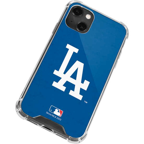 MLB Los Angeles Dodgers - Solid Distressed iPhone 15 Plus Clear Case