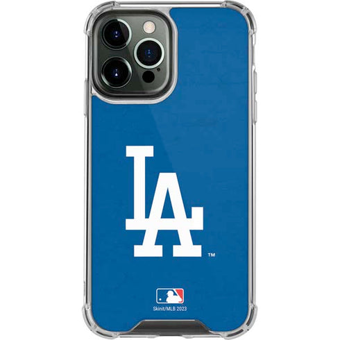 MLB Los Angeles Dodgers - Solid Distressed iPhone 14 Pro Max Clear Case