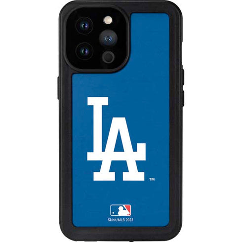 MLB Los Angeles Dodgers - Solid Distressed iPhone 14 Pro Max Waterproof Case