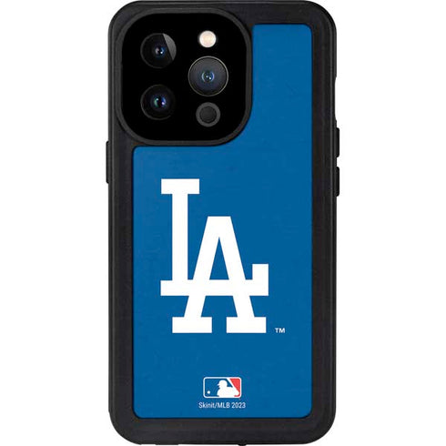 MLB Los Angeles Dodgers - Solid Distressed iPhone 14 Pro Waterproof Case