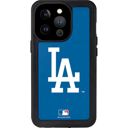 MLB Los Angeles Dodgers - Solid Distressed iPhone 15 Pro Waterproof Case